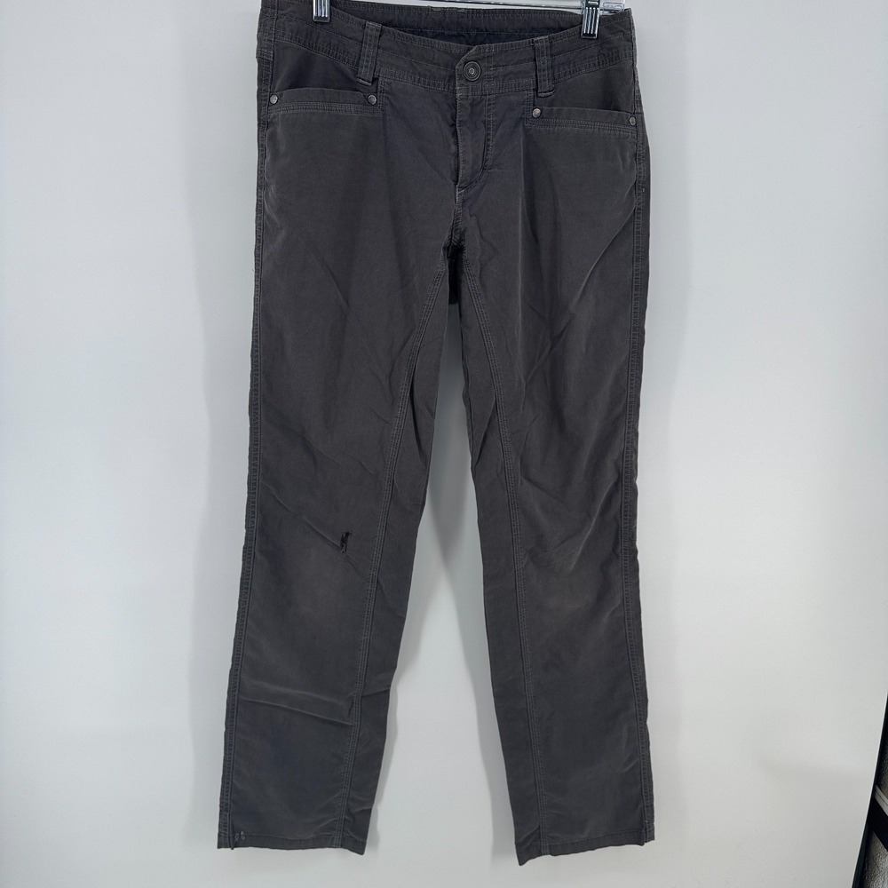 Kuhl Pants Womens Sz 8 Gray Patina 30x32 mid rise straight leg metal snap Hiking